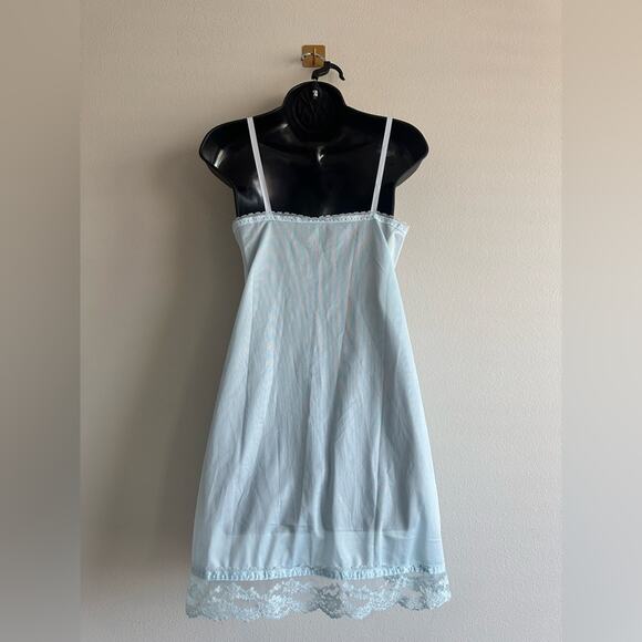 Vintage 1960's 1970's  Baby Blue Lace Slip Dress Lingerie Size S  Made in USA - Picture 4 of 6